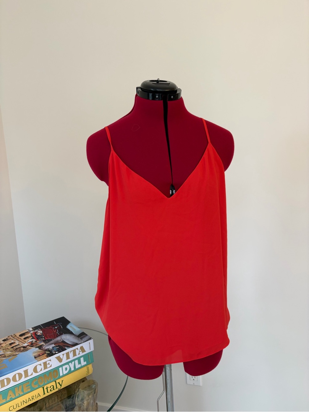 Babaton Bright Red V-Neck Spaghetti Strap Camisole